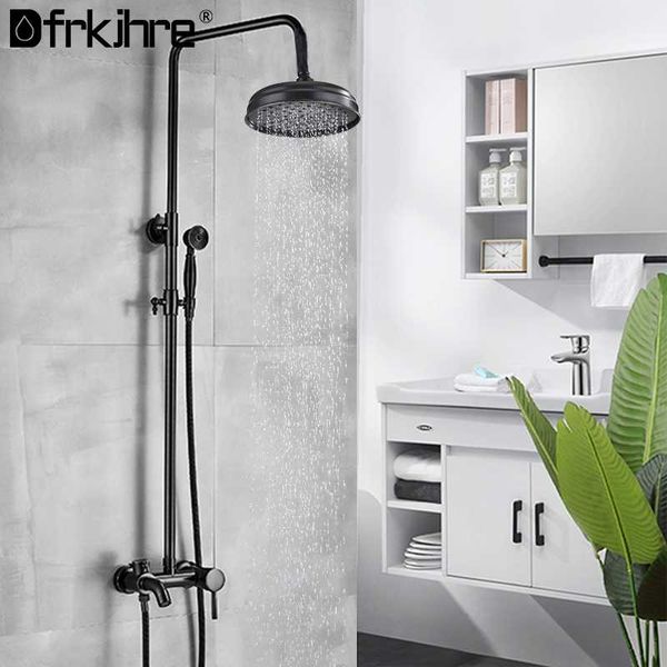 bathroom black rainfall shower faucet set bathtub dual handles rotatable mixer tap wall mount bracket system sets
bathroom black rainfall shower faucet set bathtub dual handles rotatable mixer tap wall mount bracket system sets