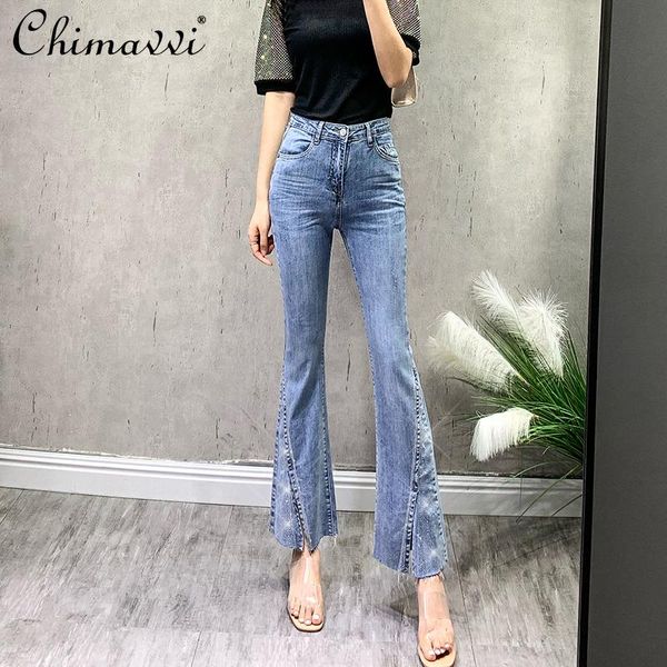 women's jeans rhinestone solid color split long denim 2021 summer thin high waist slimming straight wide leg trousers, Blue
women's jeans rhinestone solid color split long denim 2021 summer thin high waist slimming straight wide leg trousers, Blue