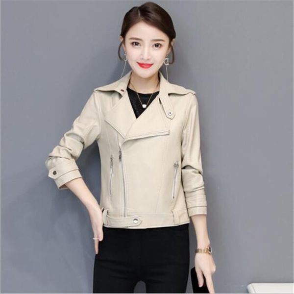 women's leather & faux autumn pu jacket women coat short long sleeve turn-down collar zipper locomotive, Black
women's leather & faux autumn pu jacket women coat short long sleeve turn-down collar zipper locomotive, Black
