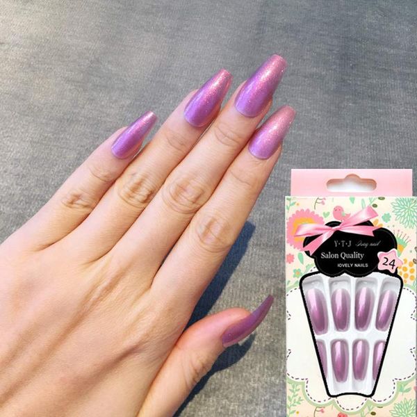 24pcs glossy white false nails extra long ballerina coffin aurora neon purple uv gel glue fake fingersnails extention tool, Red;gold
24pcs glossy white false nails extra long ballerina coffin aurora neon purple uv gel glue fake fingersnails extention tool, Red;gold