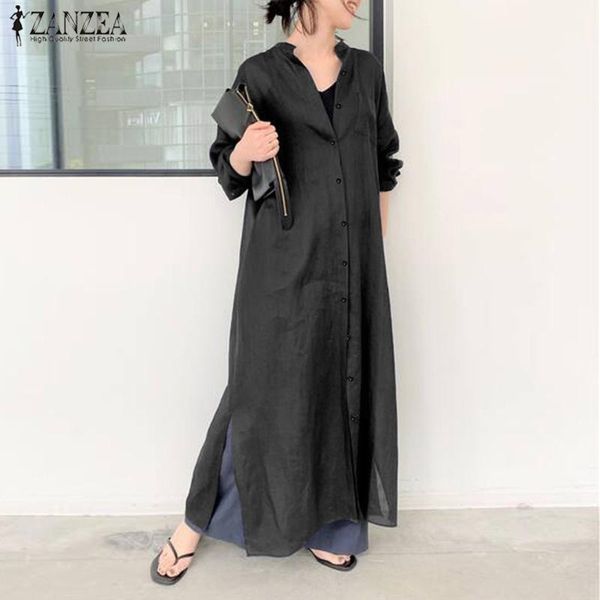 casual dresses 2021 autumn maxi sundress zanzea elegant shirt dress women solid long sleeve cotton linen work vestidos female robe plus size, Black;gray
casual dresses 2021 autumn maxi sundress zanzea elegant shirt dress women solid long sleeve cotton linen work vestidos female robe plus size, Black;gray