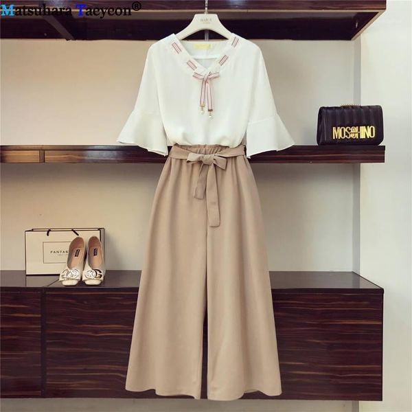 wide leg pants summer set fashion chiffon suit two piece women o-neck flare blouse and pant suits sets women's tracksuits, Gray
wide leg pants summer set fashion chiffon suit two piece women o-neck flare blouse and pant suits sets women's tracksuits, Gray