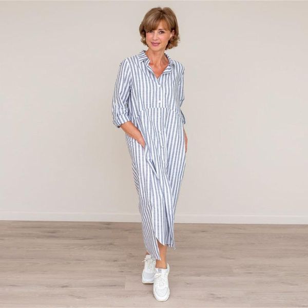 casual dresses moarcho stripe pocket loose shirt dress women summer straight turndown collar robe oversize daily simple 2021, Black;gray
casual dresses moarcho stripe pocket loose shirt dress women summer straight turndown collar robe oversize daily simple 2021, Black;gray