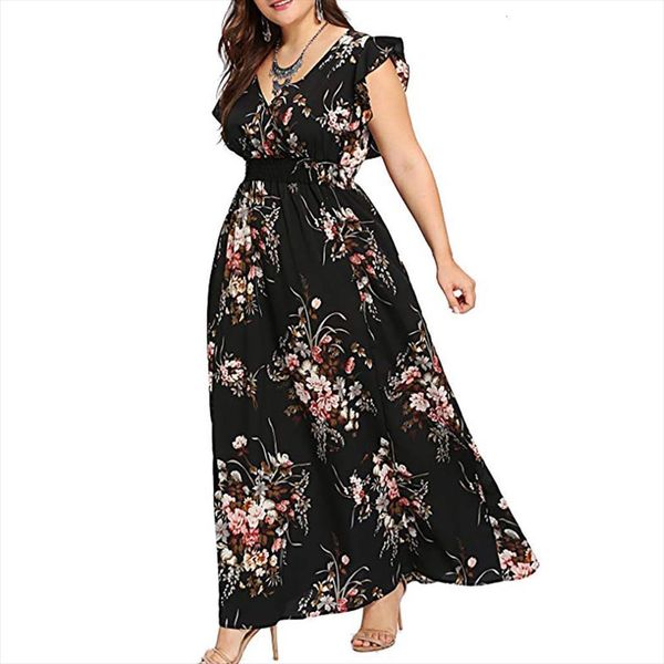 plus size summer casual women dress v neck boho flower print long party vestido de mujer, Black;gray
plus size summer casual women dress v neck boho flower print long party vestido de mujer, Black;gray