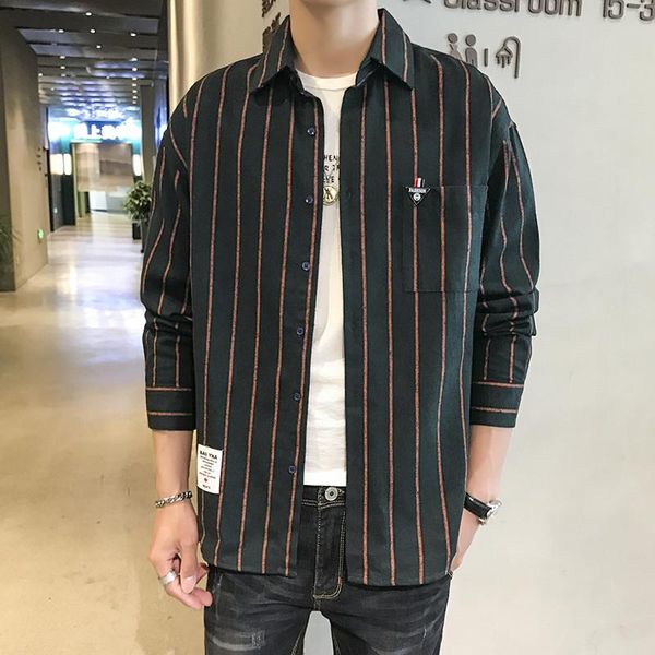 men's casual shirts striped men t shirt lapel long sleeves korean formal fashion high street hip hop slim fit pocket clothing, White;black
men's casual shirts striped men t shirt lapel long sleeves korean formal fashion high street hip hop slim fit pocket clothing, White;black