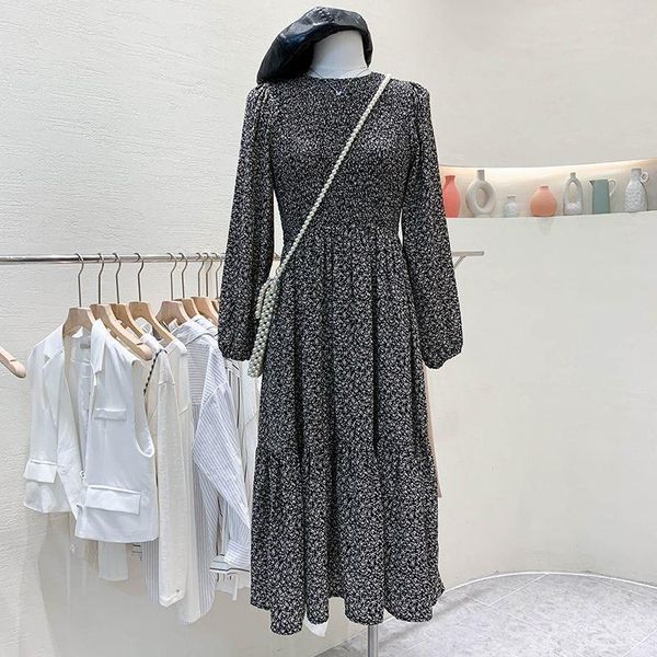 casual dresses women's spring autumn chiffon dress long sleeve o-neck printed ruffles korean ss3667, Black;gray
casual dresses women's spring autumn chiffon dress long sleeve o-neck printed ruffles korean ss3667, Black;gray