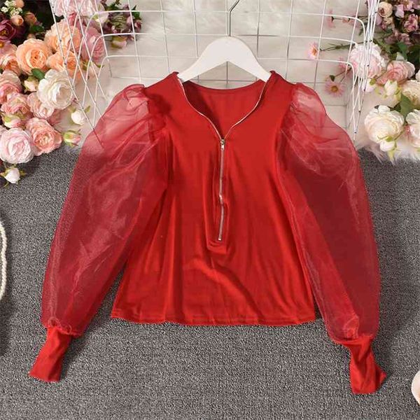 autumn korean v-neck exposed clavicle velvet stitching mesh long-sleeved shirt pleated high waist cropped women hk145 210507, White
autumn korean v-neck exposed clavicle velvet stitching mesh long-sleeved shirt pleated high waist cropped women hk145 210507, White