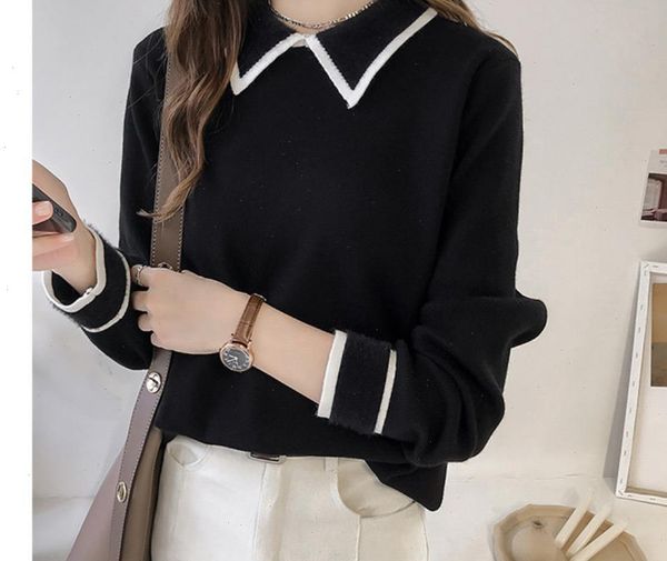women sweaters 2xl big size girl winter sleeve pullover crew neck knitted cute sweet basic knitwear, White;black
women sweaters 2xl big size girl winter sleeve pullover crew neck knitted cute sweet basic knitwear, White;black