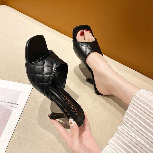 slippers 2021 women square toe summer open mules woman stiletto sandals fashion brand high heels, Black
slippers 2021 women square toe summer open mules woman stiletto sandals fashion brand high heels, Black
