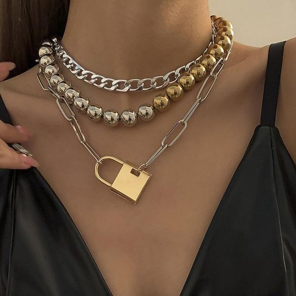 chains jewelry hip hop mixed color beads chain pendant female exaggerated punk metal lock necklace, Silver
chains jewelry hip hop mixed color beads chain pendant female exaggerated punk metal lock necklace, Silver