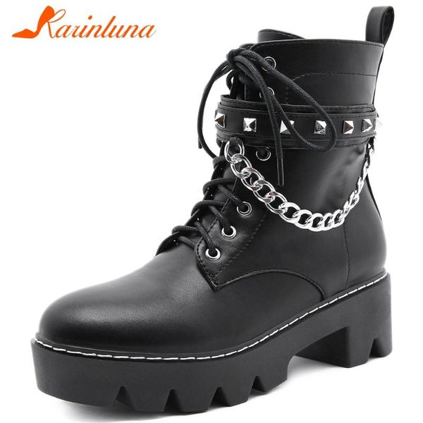 boots karin autumn female rivet metal chain punk platform thick high heels zip cross tied women ankle shoes, Black
boots karin autumn female rivet metal chain punk platform thick high heels zip cross tied women ankle shoes, Black