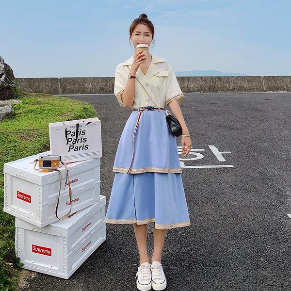 party dresses 2021 summer women shirt style dress short sleeve fashion splice contrast color elegant korean slim casual mid-long cake, White;black
party dresses 2021 summer women shirt style dress short sleeve fashion splice contrast color elegant korean slim casual mid-long cake, White;black