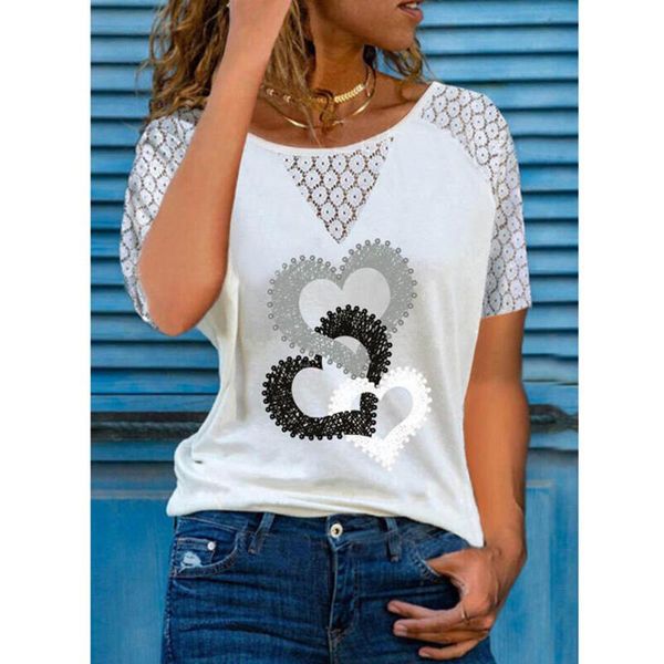 women's t-shirt women white tees summer o-neck lace hollow stitching love print t-shirts pullover loose tee shirt femme camisetas tshir
women's t-shirt women white tees summer o-neck lace hollow stitching love print t-shirts pullover loose tee shirt femme camisetas tshir