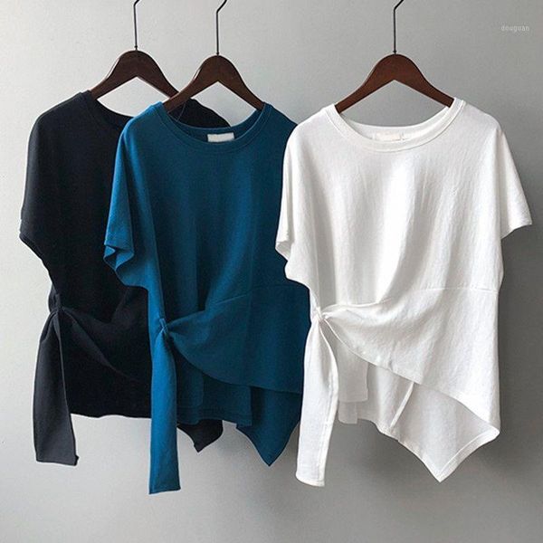 women's t-shirt korean short sleeve irregular bandage versatile design sense 2021 summer loose fashion, White
women's t-shirt korean short sleeve irregular bandage versatile design sense 2021 summer loose fashion, White