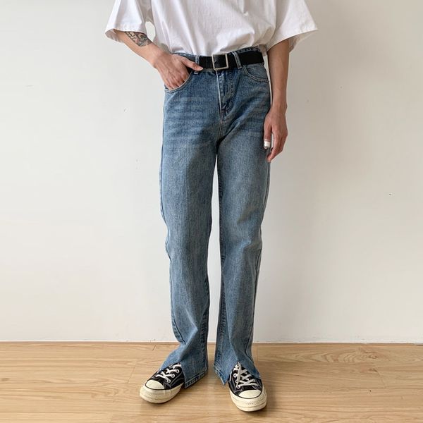 men's jeans men hem broken split vintage fashion streetwear casual straight pant male japan korea style denim long trousers bja4, Blue
men's jeans men hem broken split vintage fashion streetwear casual straight pant male japan korea style denim long trousers bja4, Blue