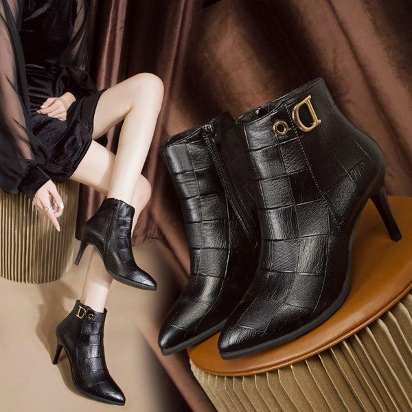 boots 2021 solid black leather women autumn winter female shoes thin high heel short pointed toe zip ankle
boots 2021 solid black leather women autumn winter female shoes thin high heel short pointed toe zip ankle