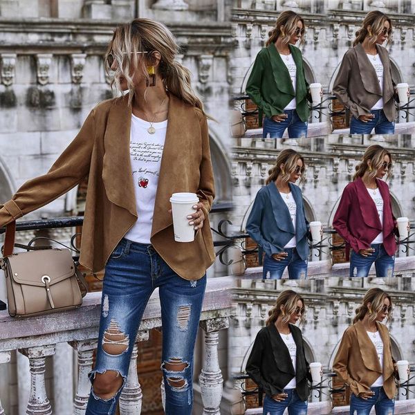 women's coats jacket solid color cardigan large lapel suede long sleeve autumn causal loose streetwear female #40 jackets, Black;brown
women's coats jacket solid color cardigan large lapel suede long sleeve autumn causal loose streetwear female #40 jackets, Black;brown