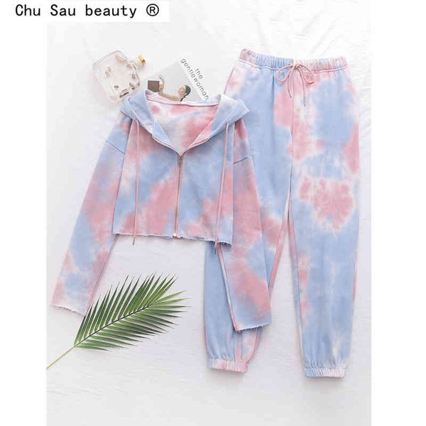 autumn chic tie-dyed print cotton women two piece sportswear casual fashion zipper short hoodies+ jogging trousers sets 210508, White
autumn chic tie-dyed print cotton women two piece sportswear casual fashion zipper short hoodies+ jogging trousers sets 210508, White