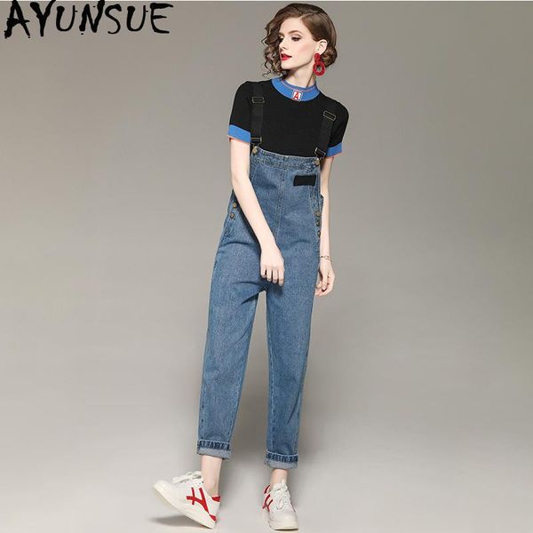 two piece set and pants women clothes 2021 korean elegant knit short sleeve t-shirt + strap jeans 2 zt2088 women's, White
two piece set and pants women clothes 2021 korean elegant knit short sleeve t-shirt + strap jeans 2 zt2088 women's, White