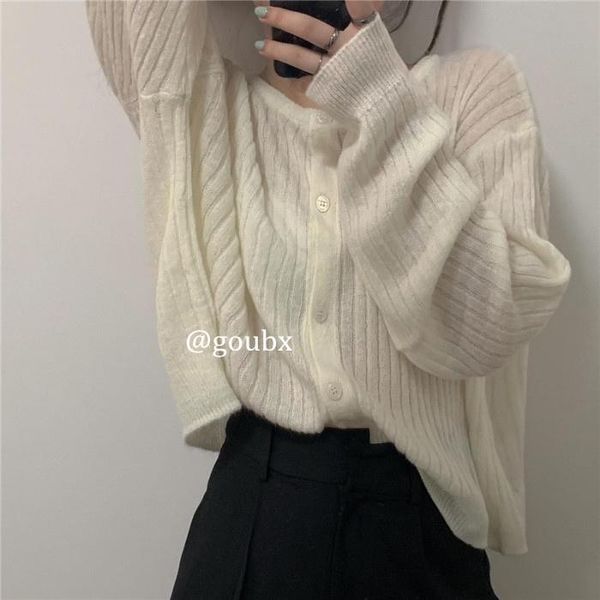 women's knits & tees idle style thin knitwear for women 2021autumn loose outer wear long sleeve cardigan sweater coat, White
women's knits & tees idle style thin knitwear for women 2021autumn loose outer wear long sleeve cardigan sweater coat, White