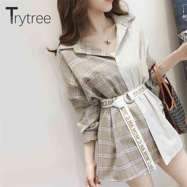 ttytree autumn asymmetrical plaid blouses casual shirt women turn-down collar single-breasted letter sashes long shirts 210730, White
ttytree autumn asymmetrical plaid blouses casual shirt women turn-down collar single-breasted letter sashes long shirts 210730, White