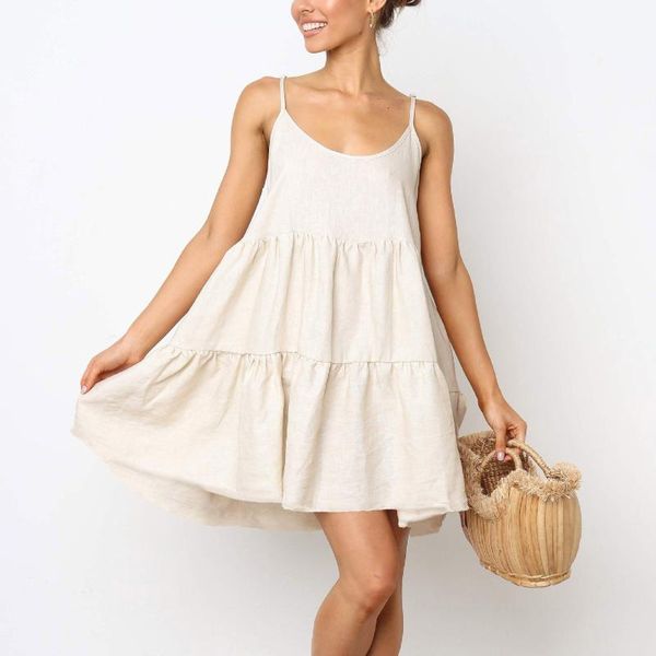 summer women casual dress solid color sleeveless o-neck ruffled mini party beach loose dresses vestido de mujer d7#, Black;gray
summer women casual dress solid color sleeveless o-neck ruffled mini party beach loose dresses vestido de mujer d7#, Black;gray