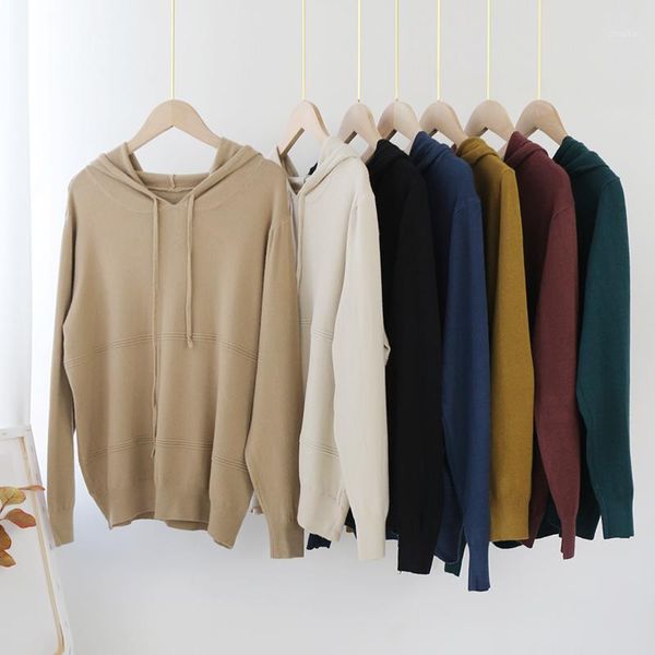 women's sweaters 2021 solid color knitted hooded sweater women autumn long sleeve casual jumper chic ladies pullovers pull femme, White;black
women's sweaters 2021 solid color knitted hooded sweater women autumn long sleeve casual jumper chic ladies pullovers pull femme, White;black