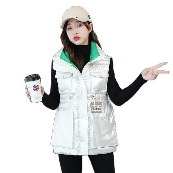 women's vests sleeveless jackets women waterproof warm ladies casual winter zipper pockets thick glossy fashion waistcoat for female, Black;white
women's vests sleeveless jackets women waterproof warm ladies casual winter zipper pockets thick glossy fashion waistcoat for female, Black;white