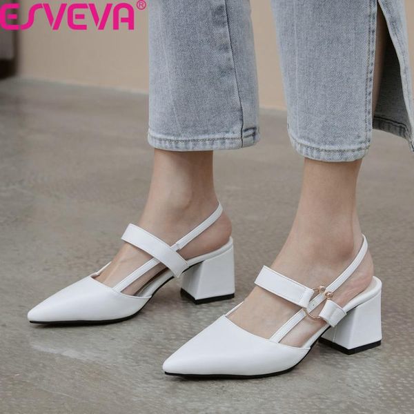 dress shoes esveva 2021 pu leather pointed toe concise sandals back strap slingback ladies pumps square heel summer women size 34-43, Black
dress shoes esveva 2021 pu leather pointed toe concise sandals back strap slingback ladies pumps square heel summer women size 34-43, Black