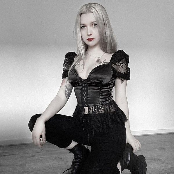 women's t-shirt vintage goth women bodycon bandage lace black t-shirts gothic streetwear female casual mesh tee, White
women's t-shirt vintage goth women bodycon bandage lace black t-shirts gothic streetwear female casual mesh tee, White