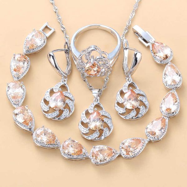 unique champagne cz water drop vintage costume silver color 10-color women jewelry sets dangle earrings bracelet ring h1022
unique champagne cz water drop vintage costume silver color 10-color women jewelry sets dangle earrings bracelet ring h1022
