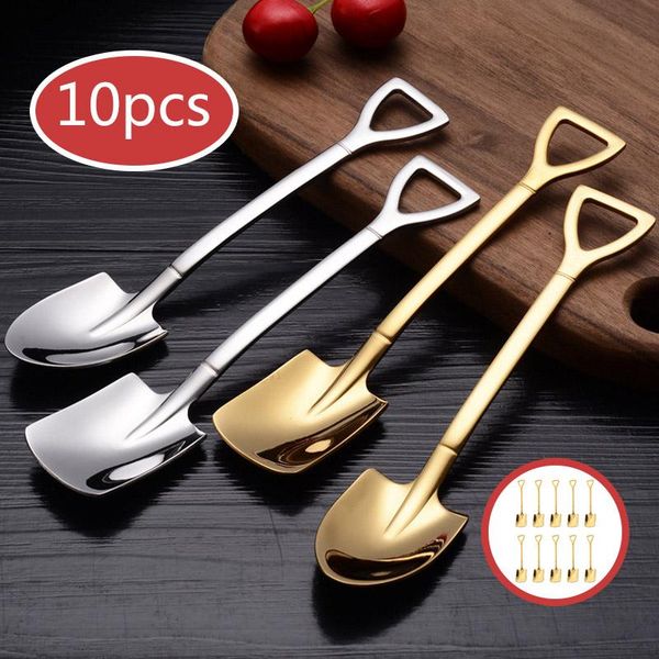 spoons 10pcs stainless steel iron shovel spoon coffee ice cream retro cute square head kitchen gadget 
spoons 10pcs stainless steel iron shovel spoon coffee ice cream retro cute square head kitchen gadget