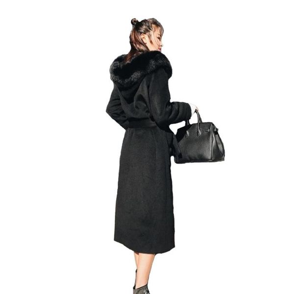 women's wool & blends woolen collar coats mid-length korean autumn winter students thick warm over the knee woman coat outwear, Black
women's wool & blends woolen collar coats mid-length korean autumn winter students thick warm over the knee woman coat outwear, Black
