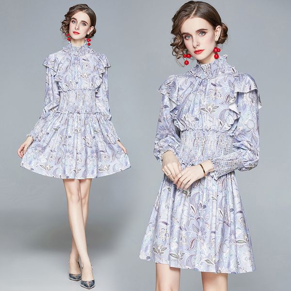 2021 ladies designer printed mini dress runway fashion lantern sleeve mock neck prom ruffle pleated dresses slim business party office sprin, Black;gray
2021 ladies designer printed mini dress runway fashion lantern sleeve mock neck prom ruffle pleated dresses slim business party office sprin, Black;gray