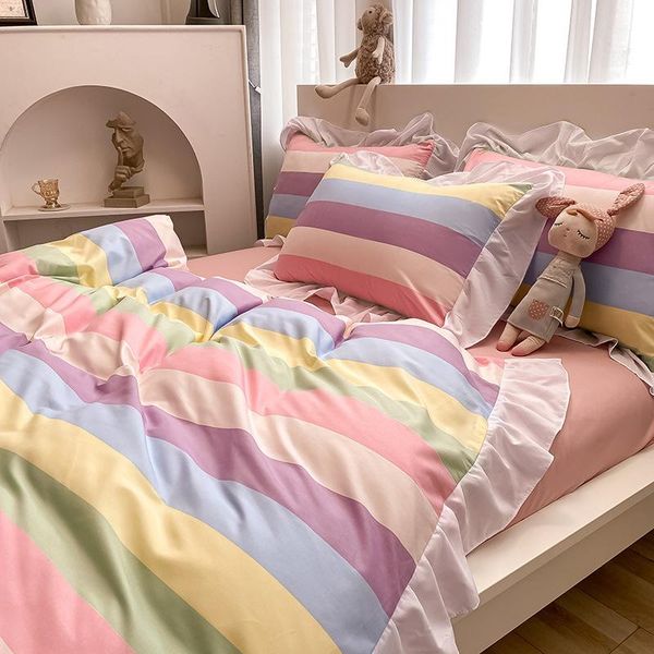 bedding sets thicken soft sanding 4pcs set king size cute lace edge quilt cover solid color flat sheet and pillowcase
bedding sets thicken soft sanding 4pcs set king size cute lace edge quilt cover solid color flat sheet and pillowcase