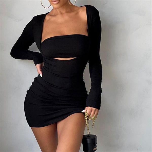 casual dresses women fall winter ribbed bodycon dress fashion full-sleeved chest-wrapped cut out hollow stretchly pencil mini solid vestidos, Black;gray
casual dresses women fall winter ribbed bodycon dress fashion full-sleeved chest-wrapped cut out hollow stretchly pencil mini solid vestidos, Black;gray