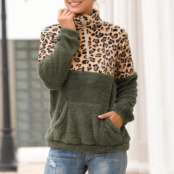 women's hoodies & sweatshirts womens leopard print splicing long sleeve pullover sweater autumn double-sided fuzzy zipper oversized str, Black
women's hoodies & sweatshirts womens leopard print splicing long sleeve pullover sweater autumn double-sided fuzzy zipper oversized str, Black