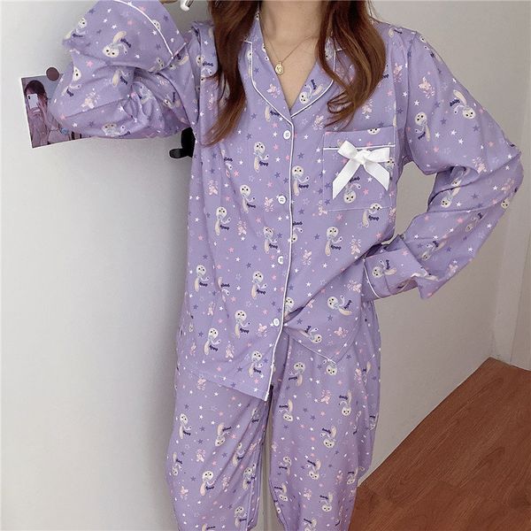 sleepwear women cartoon purple comfortable loose students sleepwear chic autumn thin pajamas sets, Black;red
sleepwear women cartoon purple comfortable loose students sleepwear chic autumn thin pajamas sets, Black;red