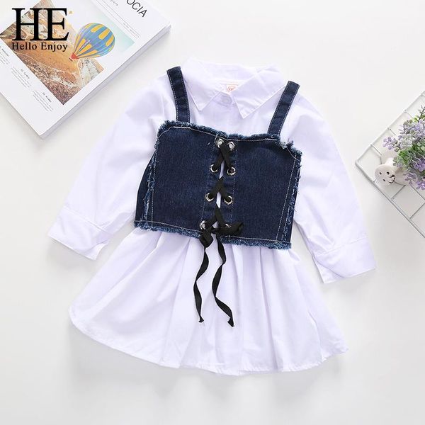 girl's dresses he hello enjoy baby girls dress princess casual shirt + denim vest long sleeve party fashion clothes 2pcs outfits, Red;yellow
girl's dresses he hello enjoy baby girls dress princess casual shirt + denim vest long sleeve party fashion clothes 2pcs outfits, Red;yellow