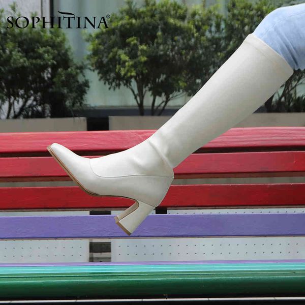 sophitina knee-high boots woman white solid leather pointed toe square heel long boots lady shoes pk56 210513, Black
sophitina knee-high boots woman white solid leather pointed toe square heel long boots lady shoes pk56 210513, Black