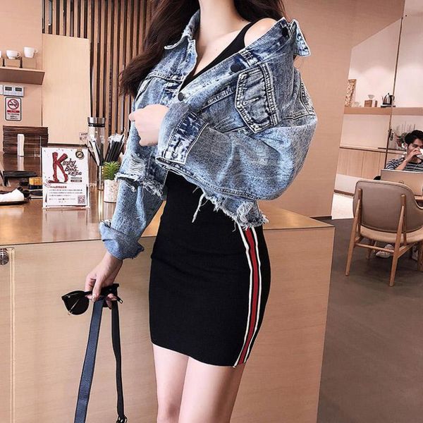 women's jackets blue fashion short section stitching denim jacket 2021 trend coat star with the same paragraph coats, Black;brown
women's jackets blue fashion short section stitching denim jacket 2021 trend coat star with the same paragraph coats, Black;brown