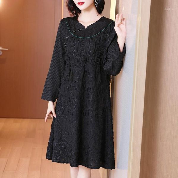 chinese style retro modified cheongsam spring 2021 high end pleated dress casual dresses, Black;gray
chinese style retro modified cheongsam spring 2021 high end pleated dress casual dresses, Black;gray