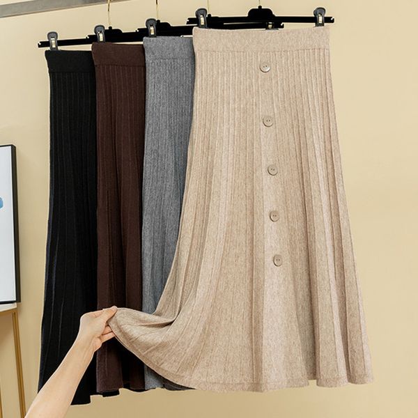 skirts autumn korean single-breasted buttons cotton blend a-line long knitted elastic waist rib knit pleated maxi 1fx0, Black
skirts autumn korean single-breasted buttons cotton blend a-line long knitted elastic waist rib knit pleated maxi 1fx0, Black