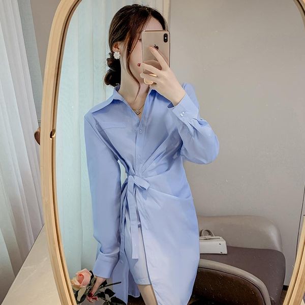 casual dresses coigarsam women dress office lady full sleeve solid belt high waist blue robe vestidos, Black;gray
casual dresses coigarsam women dress office lady full sleeve solid belt high waist blue robe vestidos, Black;gray