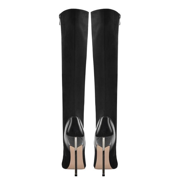 womens side zip pointed toe metal high heel black over the knee lace-up flock stiletto high boots
womens side zip pointed toe metal high heel black over the knee lace-up flock stiletto high boots
