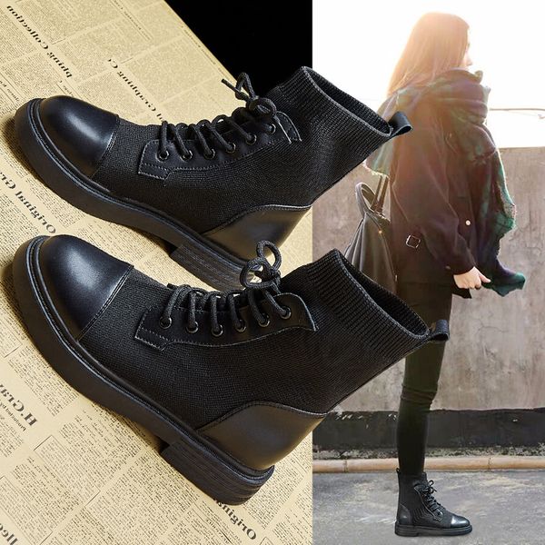 british style martin 2021 women's sho elastic socks single flat bottomed korean versatile plush short boots, Black
british style martin 2021 women's sho elastic socks single flat bottomed korean versatile plush short boots, Black