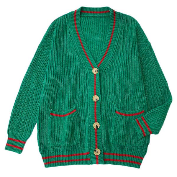 green red gray beige sweater knitted v neck long sleeve cardigans pocket single-breasted casual loose autumn m0169 210514, White 
green red gray beige sweater knitted v neck long sleeve cardigans pocket single-breasted casual loose autumn m0169 210514, White