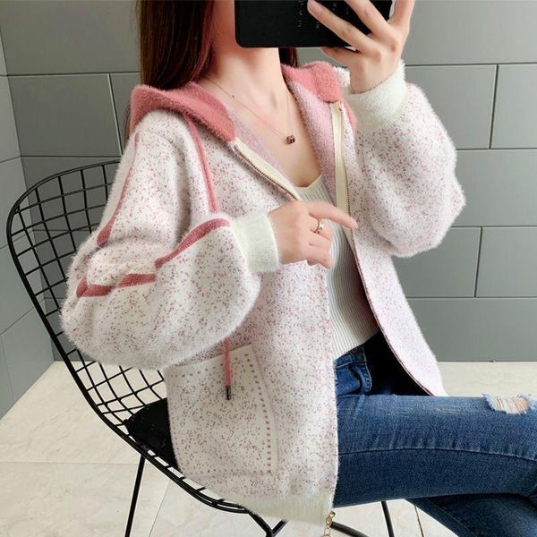 women's knits & tees 2021 autumn hooded sweater cardigan female imitation mink velvet ladies casual loose knitted r14, White
women's knits & tees 2021 autumn hooded sweater cardigan female imitation mink velvet ladies casual loose knitted r14, White