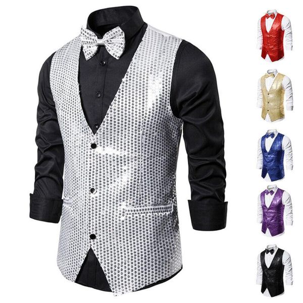 men's vests men sequin blazers vest gliter suit nightclub dj stage clothes shiny gold bling glitter party suits blazer, Black;white
men's vests men sequin blazers vest gliter suit nightclub dj stage clothes shiny gold bling glitter party suits blazer, Black;white