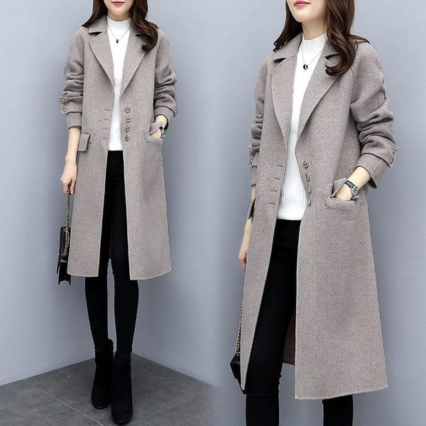 women's wool & blends woolen coat women mid-length korean clothing 2021 autumn winter fashion hepburn style suit collar single breasted, Black
women's wool & blends woolen coat women mid-length korean clothing 2021 autumn winter fashion hepburn style suit collar single breasted, Black